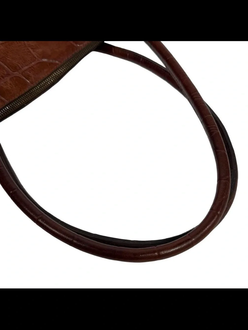 Mulberry Croc-Embossed Leather Shoulder Bag in Dark Brown